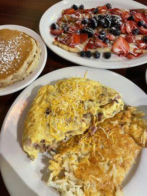 Meat Omelettes ,Hash Browns with Pancake