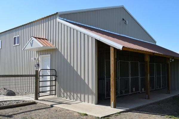 We have seven spacious outdoor kennel runs with a misting system and fan for summertime. Dogs love it!