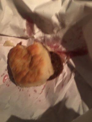 Delicious sausage biscuit, great prefishing breakfast!