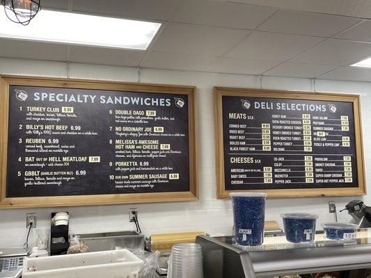 Deli menu