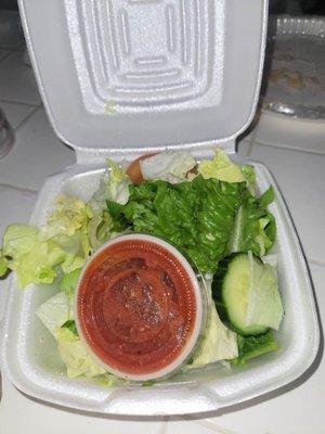 Side salad that came with meal