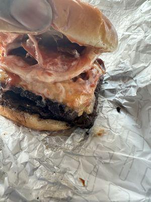 Baconator meat was extra burnt