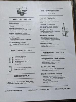 Drink menu