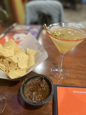 Mexican martini, delicious chips & salsa