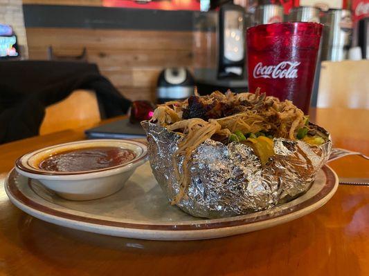 Loaded baked potato with pulled pork!