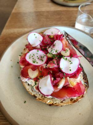 Salmon tartine ($14)