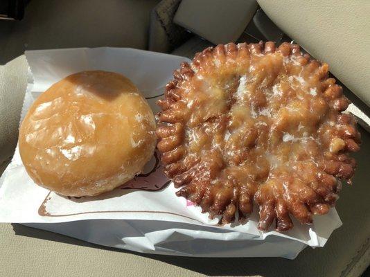 Glazed Bavarian and apple fritter. Both amazing.