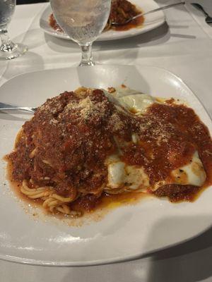 Veal parm with spaghetti