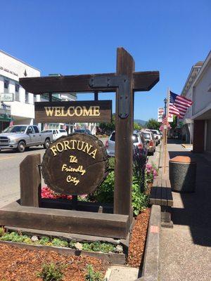 The downtown area of Fortuna, California.