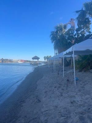 canopies next to jetskis