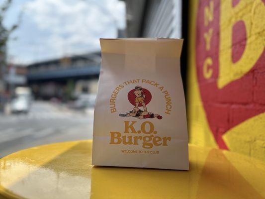 K. O. BURGER Takeout Bag.