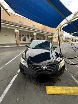 They supposedly hosed down the car to help get all the dirt off The whole front right side was completely missed by her and the machines.