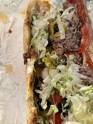 #30 The Beast - Italian Herbs & Cheese, Lettuce, Pickles, Black Olives, Banana Peppers, Oil, Red Wine Vinegar, Roasted Garlic Aioli