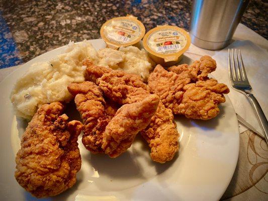 Chicken fingers and mashed potatoes