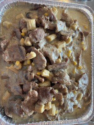 Cream of beef and mush room with baby corn