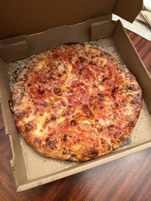 Light cheese, extra sauce, Parmesan crusted pizza