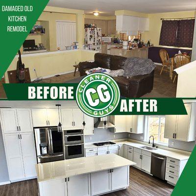 A full kitchen remodel after catastrophic water damage! We made every insurance dollar count toward the highest-quality replacement products