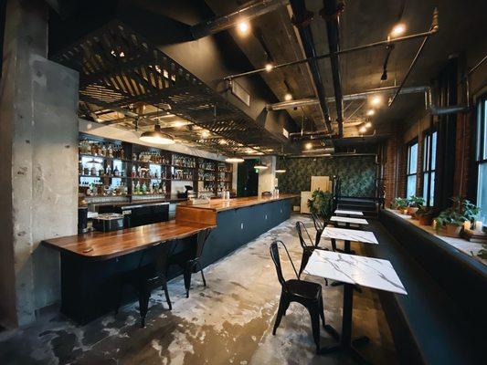 Norther view of the bar and dining area