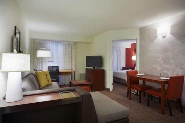 Traveling with a friend? The one-bedroom suite offers a pull-out sofa bed and a dining table for two.