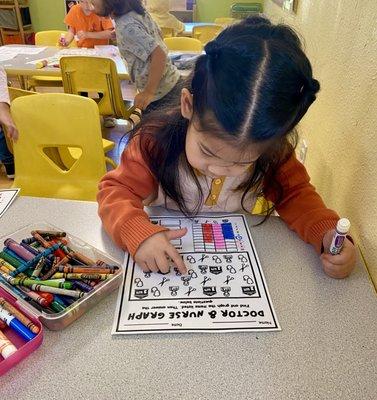 Counting and graphing in our TK classroom.