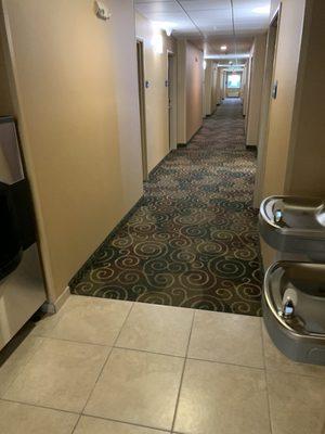 Hallway at the Cobblestone Inn and Suites at Ambridge, PA.