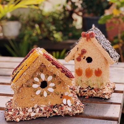 Birdseed houses make a cute addition to your yard.  Your birds will love it