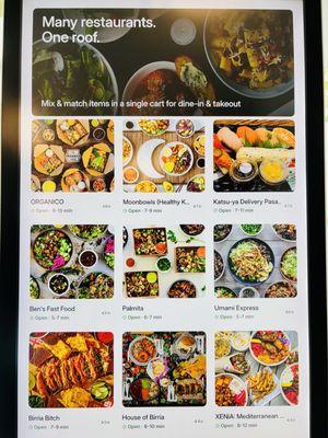 Menu of other food options