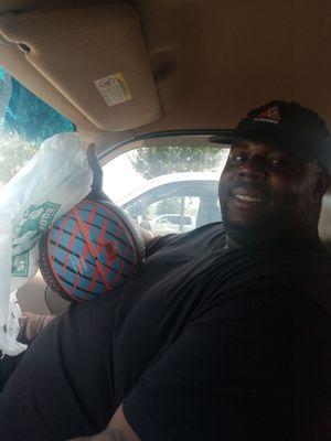 Hubby with our new basketball!