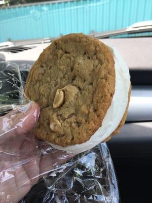 Huge!  Peanut butter cookie ice cream sandwich.