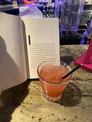 Happy hour margarita and a book