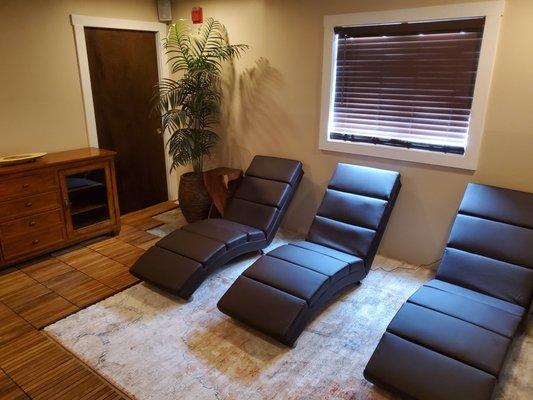 massage chairs/relaxation area