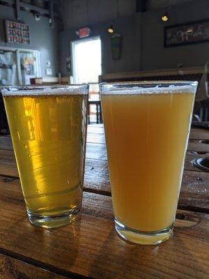 Castle's Junkyard Pale for $6 & Wheezin' the Juice Hazy IPA for $7.