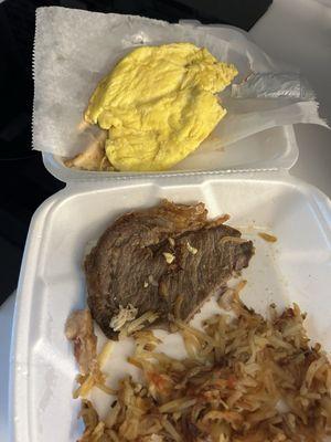 Steak, eggs and hash browns