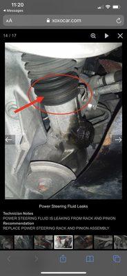 Power steering leak