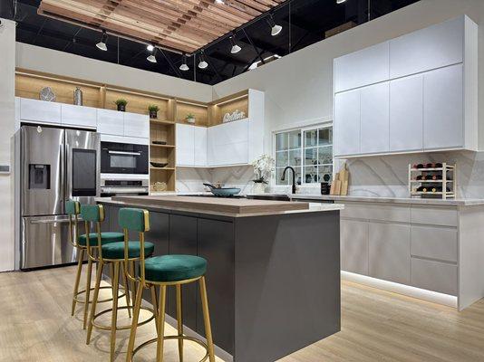 Finger-pull Frameless Matte Lacquered Kitchen cabinets