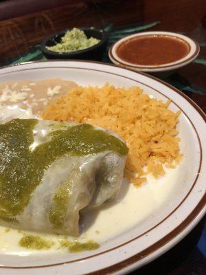 Pork Burrito and I asked to add verde sauce.  Very tasty.