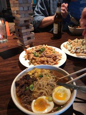 Carnivore ramen and Thai fries