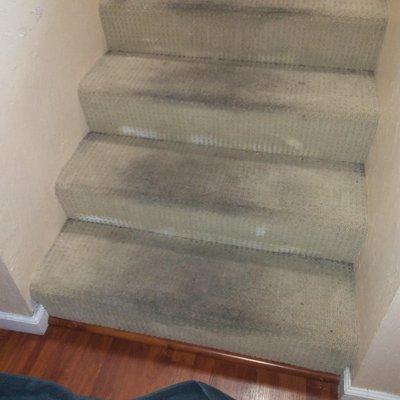 Before cleaning stairs