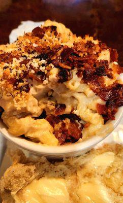 Burly Mac and Cheese. The bacon is layered in. Brilliant