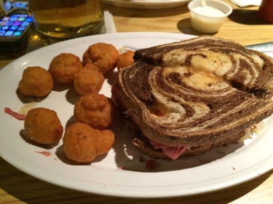 Reuben with deep fried mushrooms