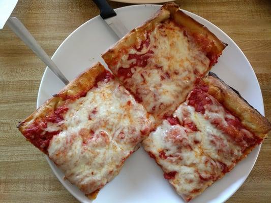 Slices of one of my favorite Sicilian pizzas.