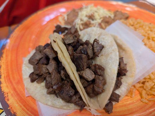 Kids' carne asada taco plate