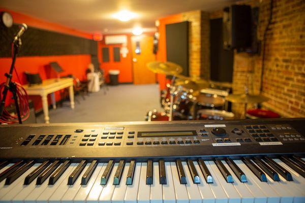 Take a turn in our Red Room for your next large band rehearsal or group jam.