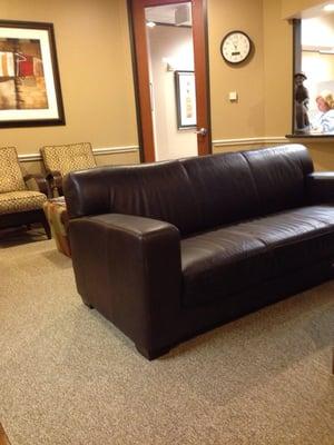 Patient waiting area and office, dental entry.