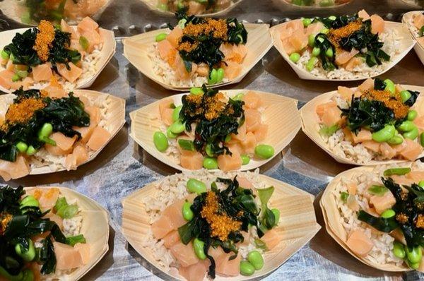 Mini salmon poke bowls. Perfect for any special occassion.