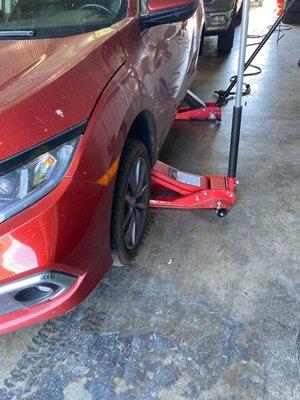 My cars tires being mounted