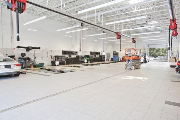 Huge, modern new Audi service facility.