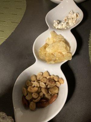 Nuts, chips and popcorn