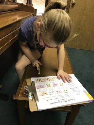 Learning music theory through activity sheets.