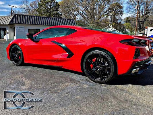 C8 Corvette w/ Red Painted Brake Calipers and Windows Tinted